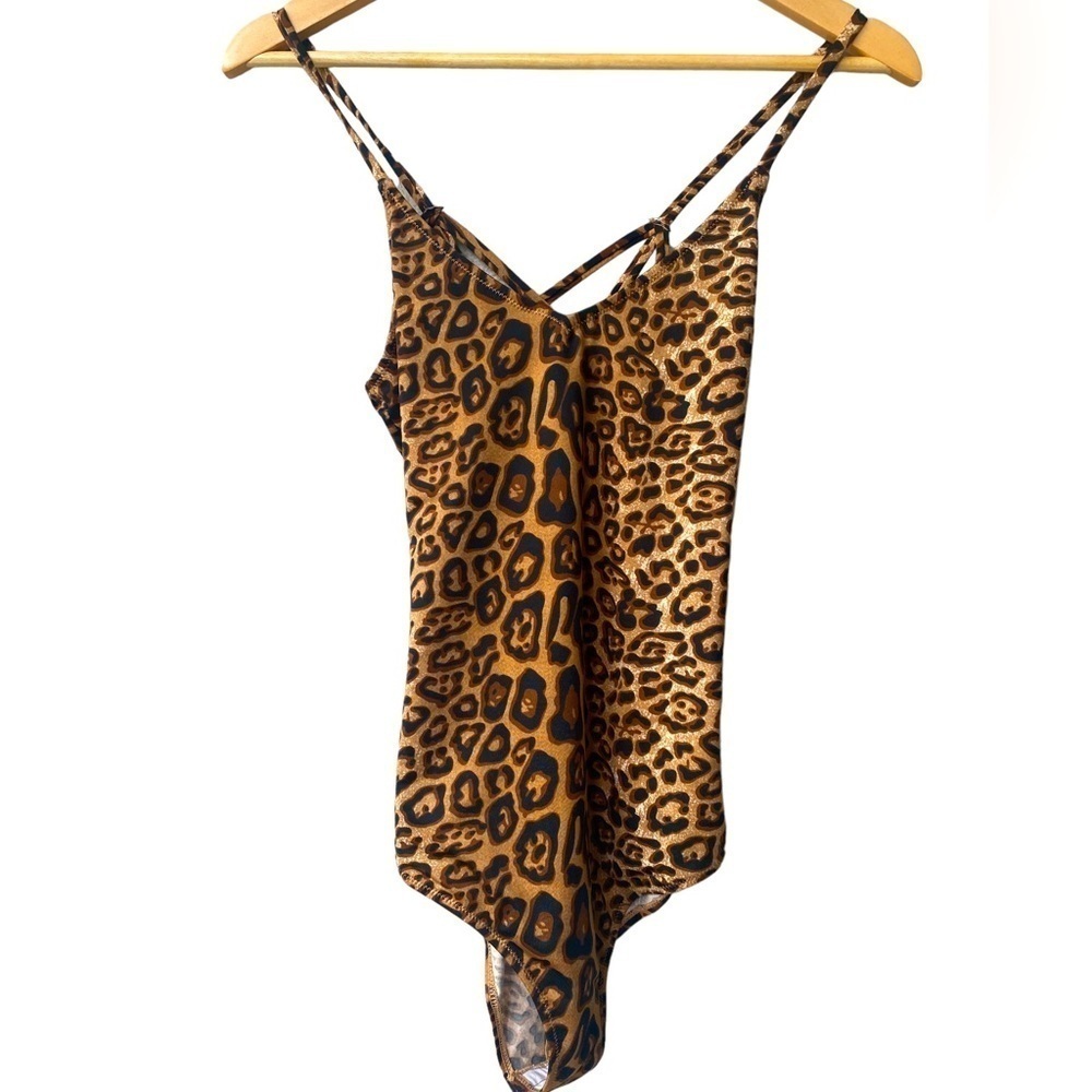 Grace Karin‎ Strappy Open Back Spaghetti Strap Animal Print Bodysuit